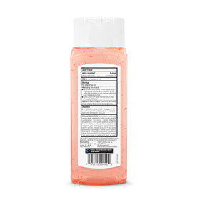 Amazon Basics pink grapefruit body wash lather close-up showing gentle exfoliating texture
