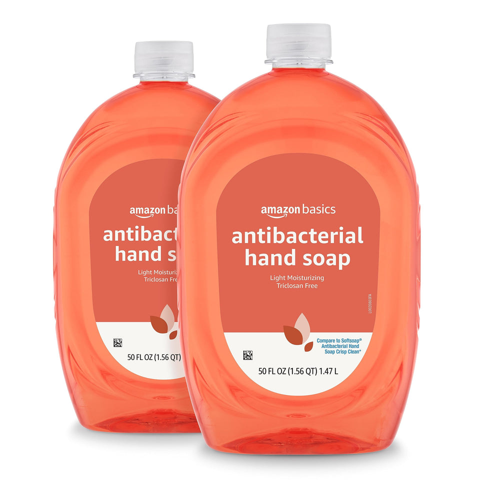 Amazon Basics front packaging showing two citrus refill bottles and volume benefit