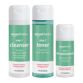 Amazon Basics cleanser bottle close-up illustrating effective cleansing