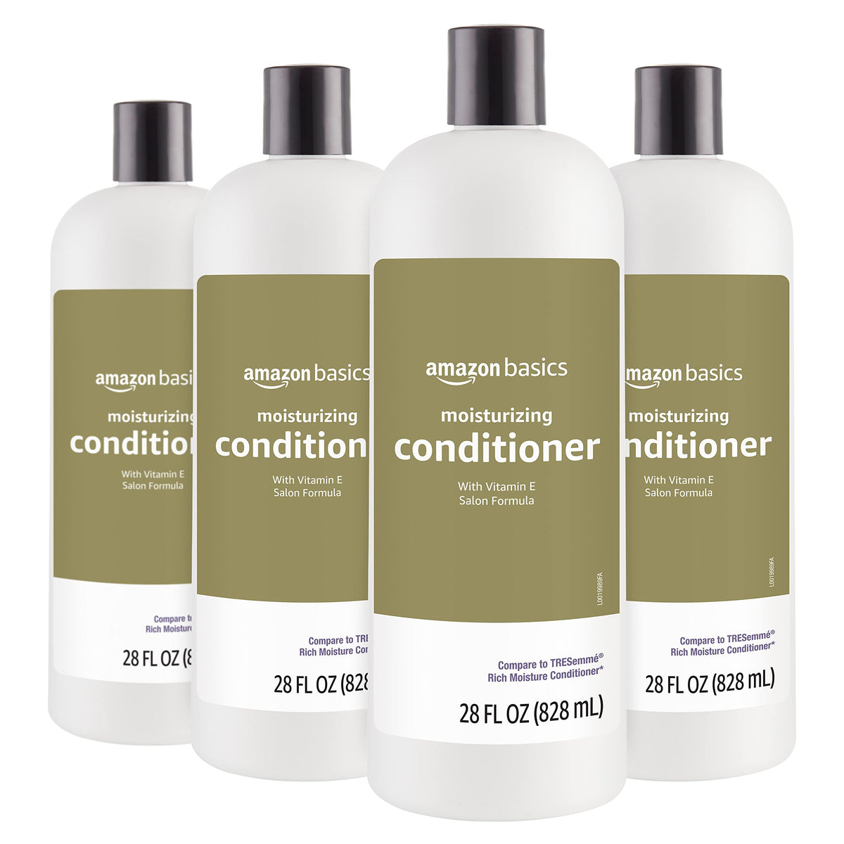 Amazon Basics front packaging showing four 28 oz bottles and value savings