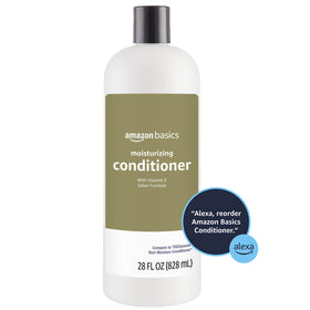 Amazon Basics conditioner creamy texture pouring demonstrating smooth detangling