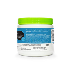 Amazon Basics jar next to common objects showing 16oz size and value