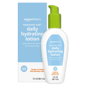 Amazon Basics front packaging shows minimalist bottle and product benefit