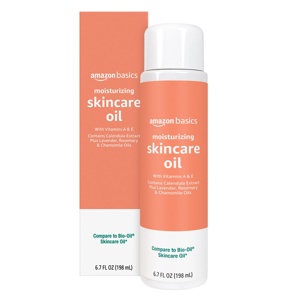 Amazon Basics front packaging showing 6.7 fl oz bottle and benefits