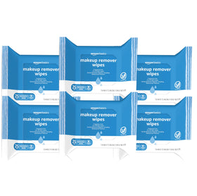 Amazon Basics front packaging showing six 25-count packs and benefits