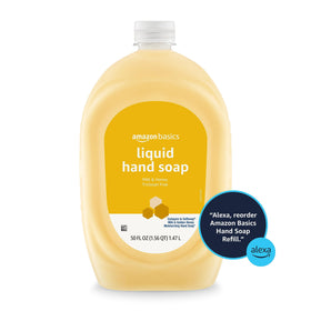 Amazon Basics label close-up showing ingredient highlights and pH balance