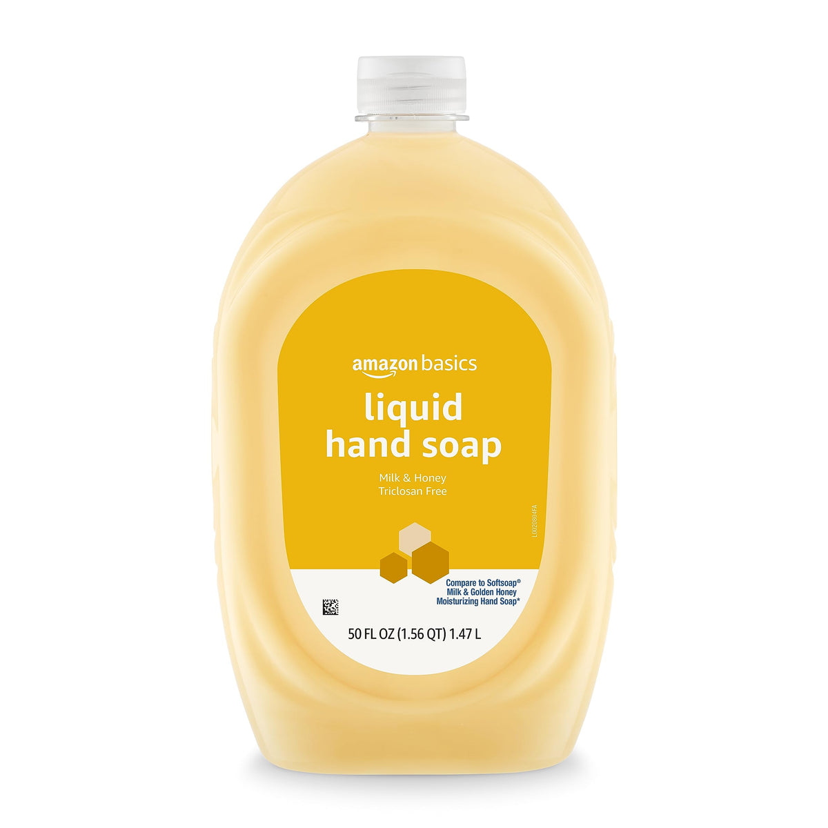 Amazon Basics close-up pour into dispenser demonstrating easy refill