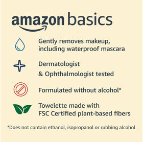 Amazon Basics wipe removing waterproof mascara from lashes demonstrating gentle effective removal