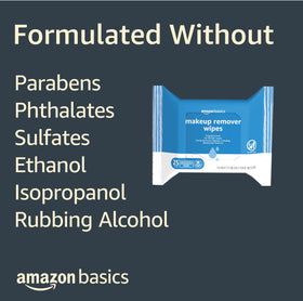Amazon Basics wipe removing waterproof mascara demonstrating gentle removal