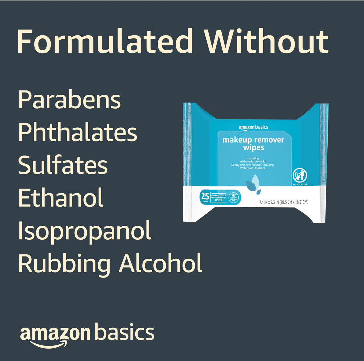 Amazon Basics wipe removing waterproof mascara demonstrating effective gentle cleansing