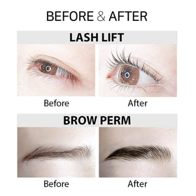 Amber Lash Curlerful before and after brows showing fuller shape