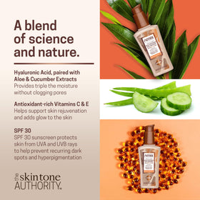 Ambi lotion being blended into skin for a sheer, no-cast finish
