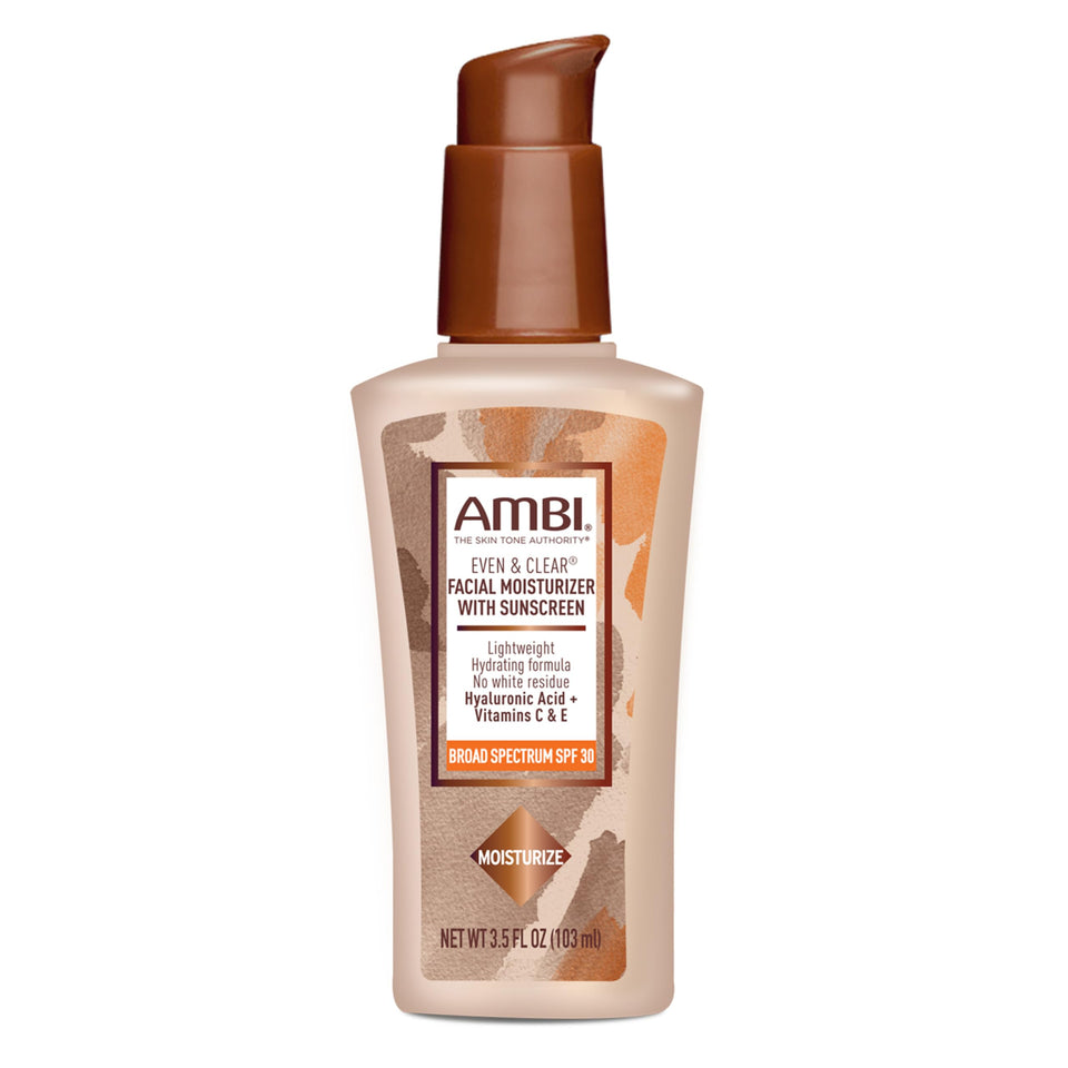 Ambi front pump bottle showing product and SPF 30 benefit