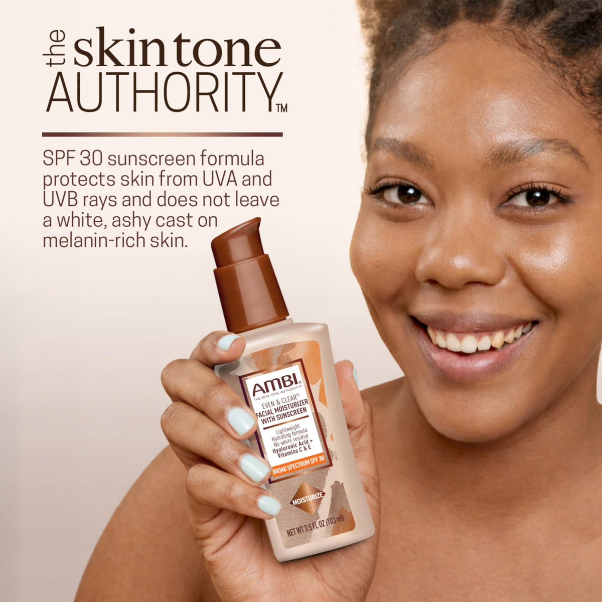 Ambi bottle in hand to show 3.5 fl oz size and portability