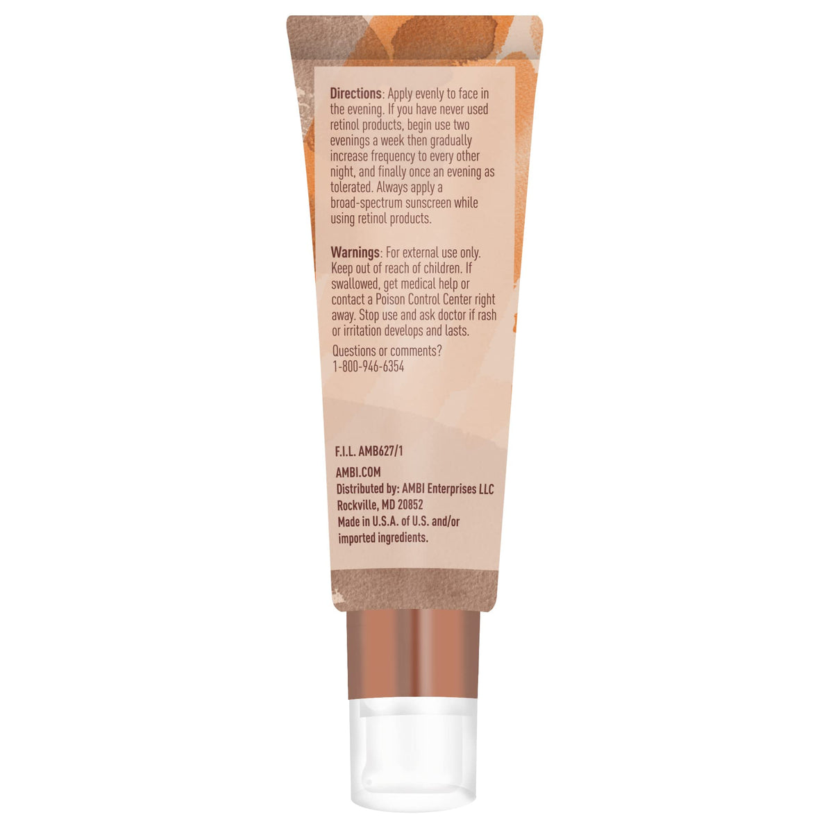 Ambi label close-up showing key actives and gentle formula benefits