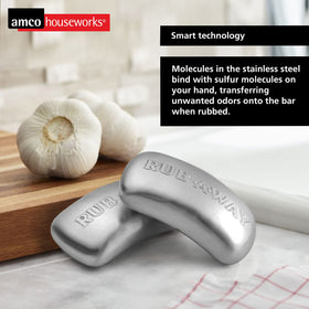Amco bar in dishwasher rack highlighting easy cleaning and durability