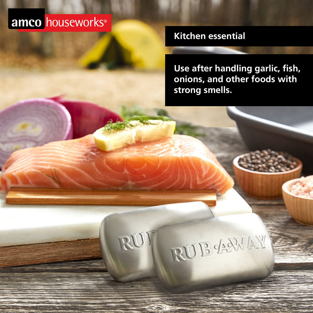 Amco bar next to spoon showing actual size and portable convenience