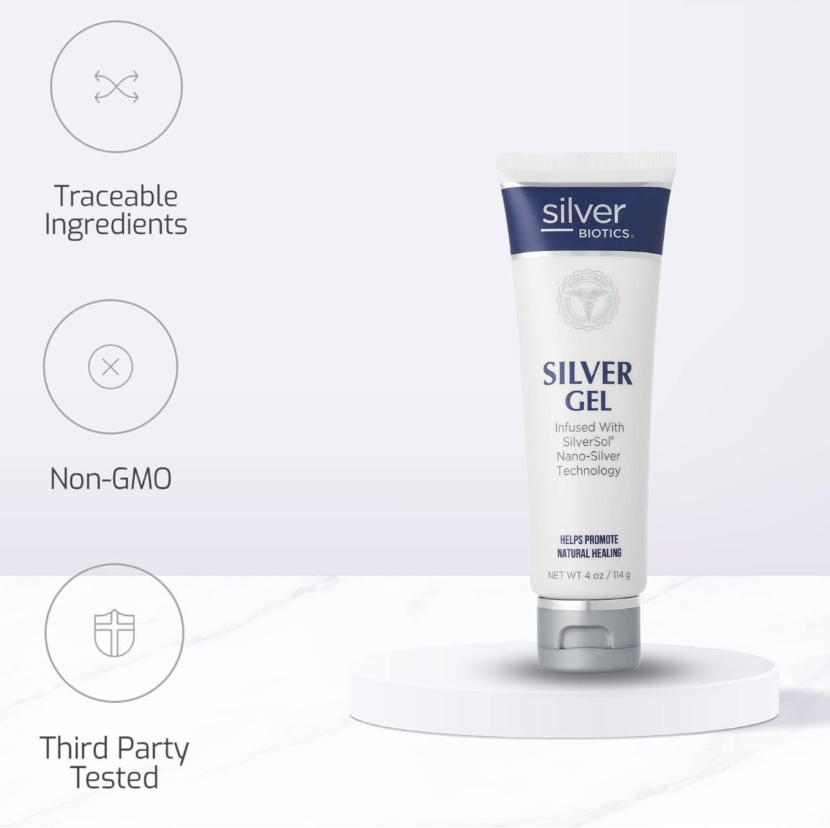 American Biotech Labs applying gel to hand demonstrating soothing and moisturizing benefit