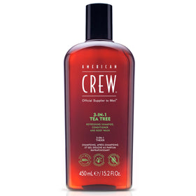 American Crew front label shows 3-in-1 benefits and clear branding