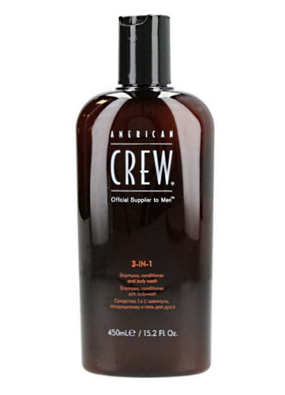 AMERICAN CREW front packaging showing 3-in-1 bottle for efficient grooming