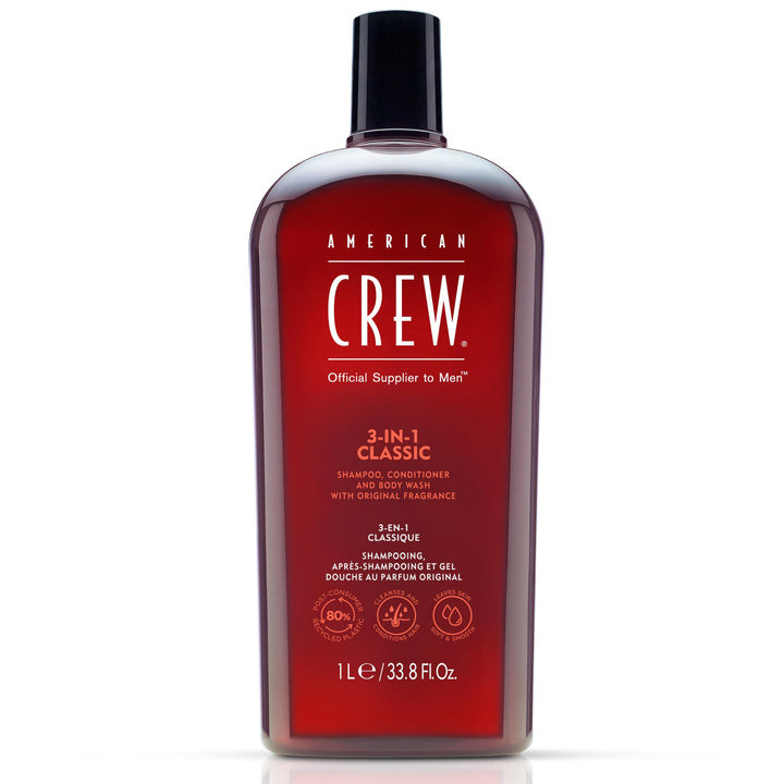 American Crew front bottle showing clean branding and large size benefit