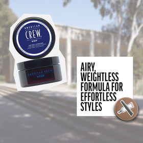 American Crew being applied to damp hair, shows lightweight control and styling benefit