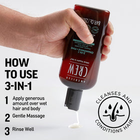 American Crew displayed in bathroom setting conveying elevated grooming routine benefit