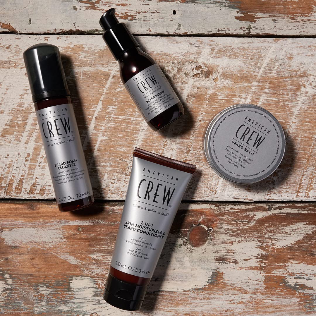 American Crew on grooming vanity illustrating travel-friendly convenience