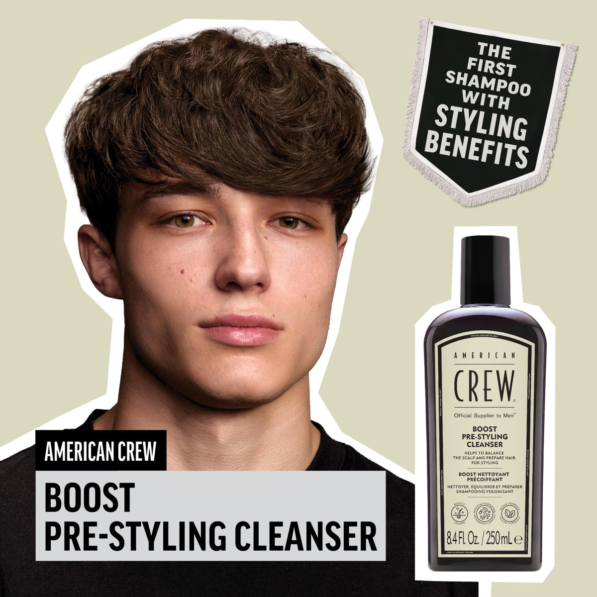 AMERICAN CREW back label close-up highlighting ingredients and clarity