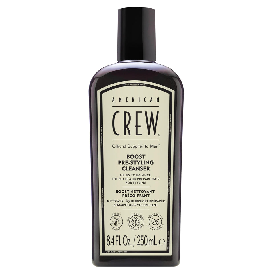 AMERICAN CREW front packaging shows product and volume benefit