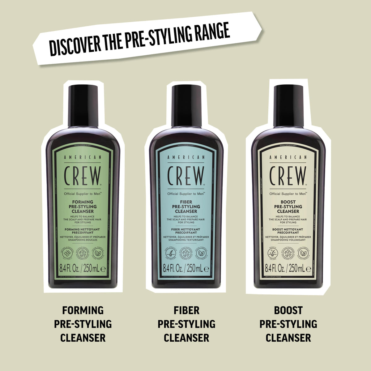AMERICAN CREW product on bathroom shelf during morning styling ritual