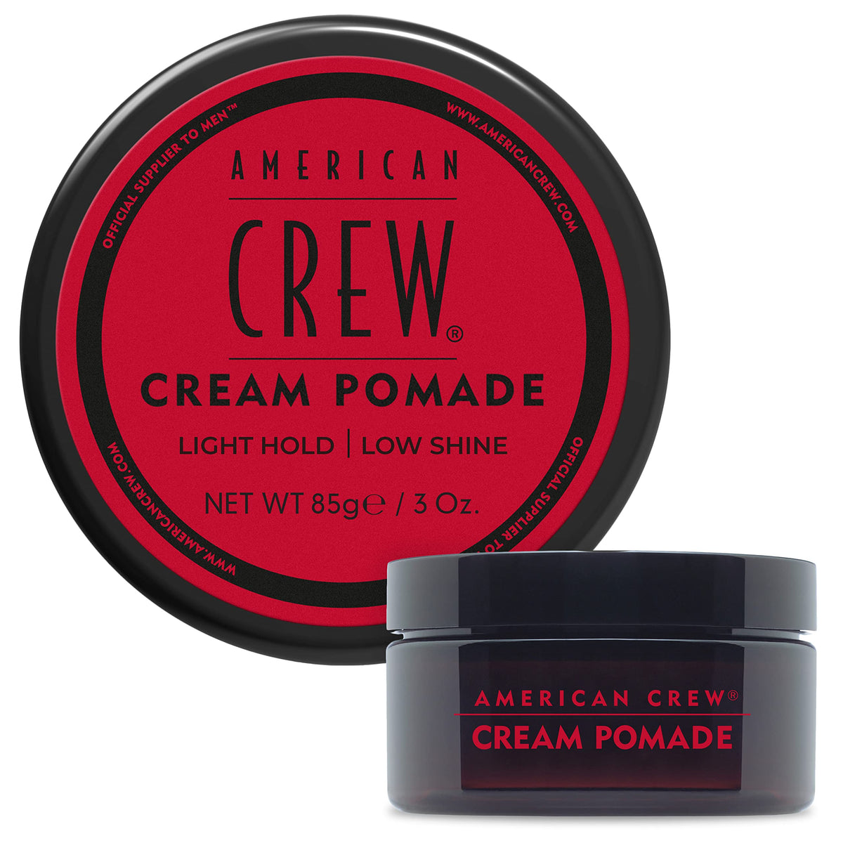 American Crew front packaging showing 3 oz tub and clear branding