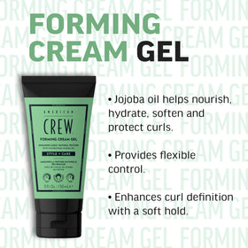 AMERICAN CREW on curly hair styled showing defined curls and reduced frizz benefit