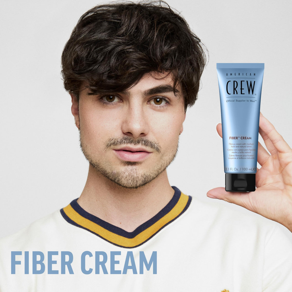 AMERICAN CREW open jar displaying cream texture and easy spread benefit