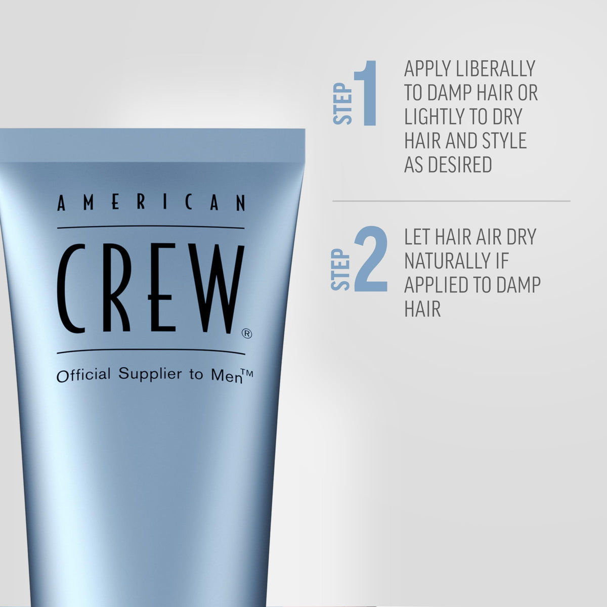 AMERICAN CREW before and after styled hair showing defined texture benefit