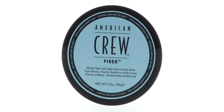 American Crew fiber front jar showing label and easy-grip jar, promotes textured styles