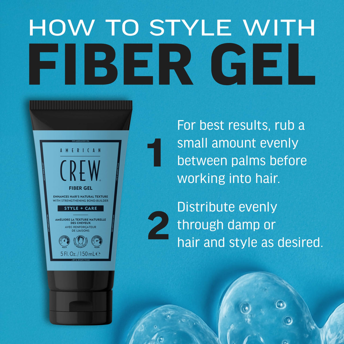 AMERICAN CREW 5 fl oz jar beside a ruler showing product size and travel-friendly benefit