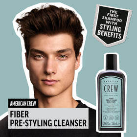 AMERICAN CREW label close-up showing ingredients and strengthening benefit