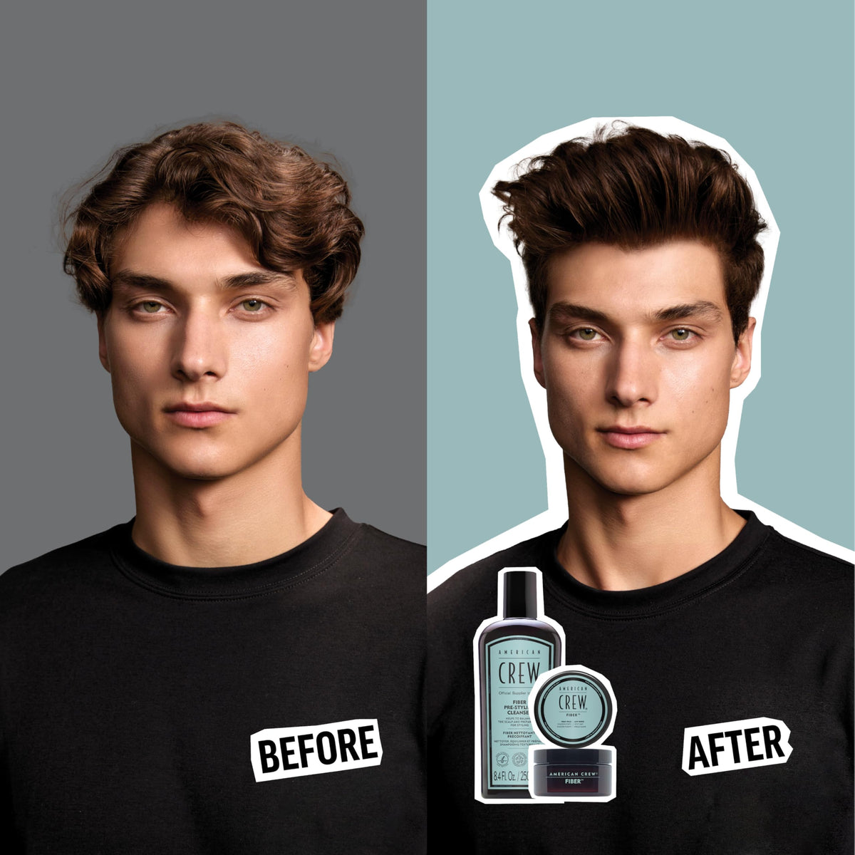Man using AMERICAN CREW shampoo in shower for easier styling benefit