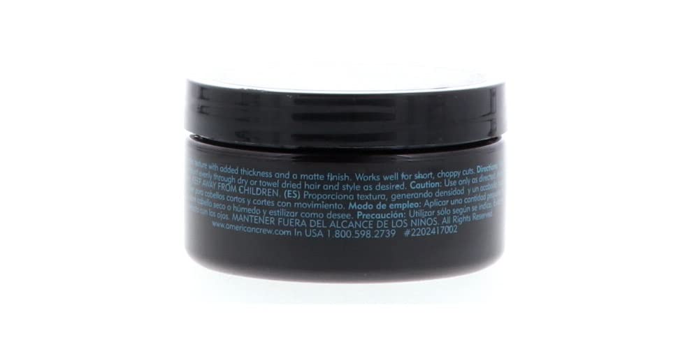 American Crew fiber side label close-up with ingredient panel, clarifies usage details