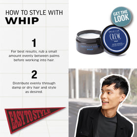 American Crew styled hair result with natural shine, illustrates soft hold benefit