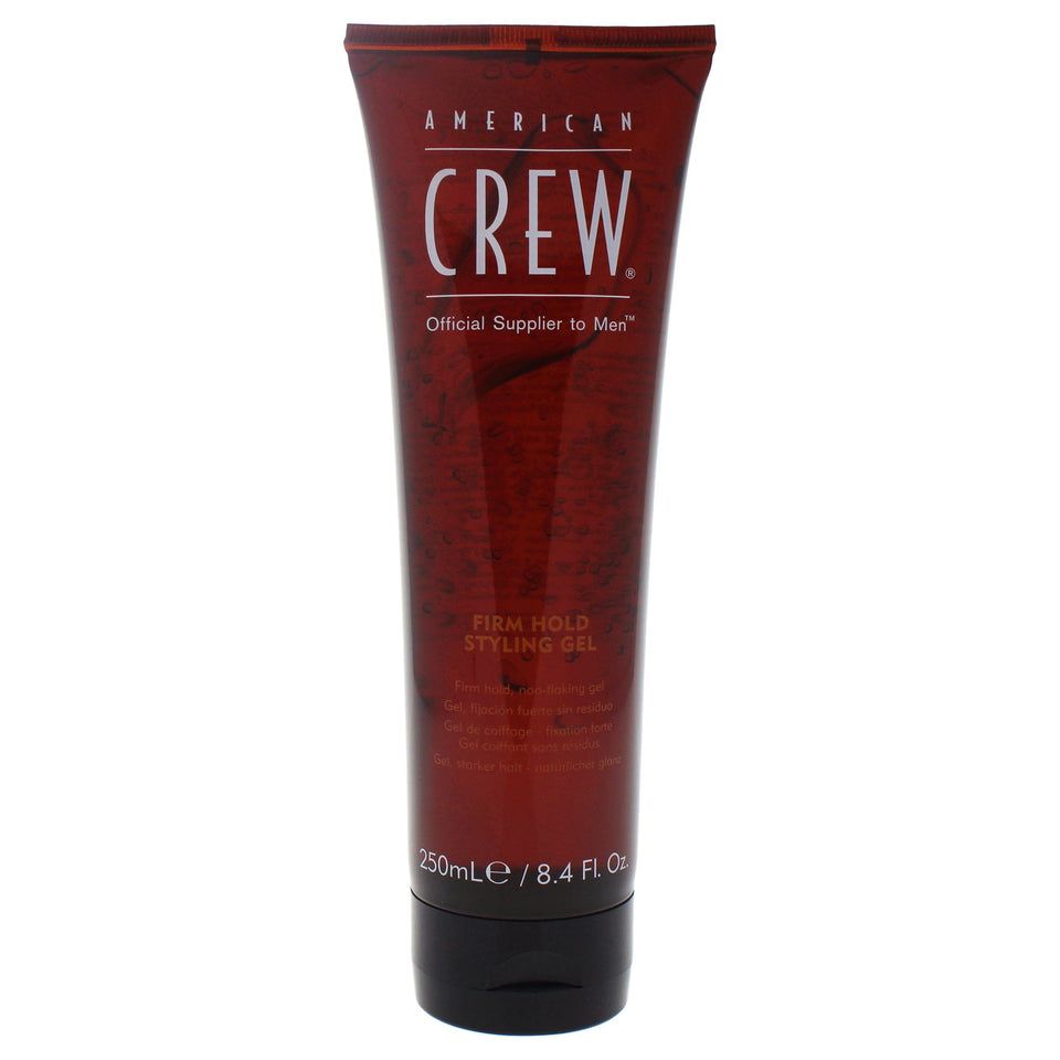 American Crew firm hold gel front bottle view showing label and strong styling benefit