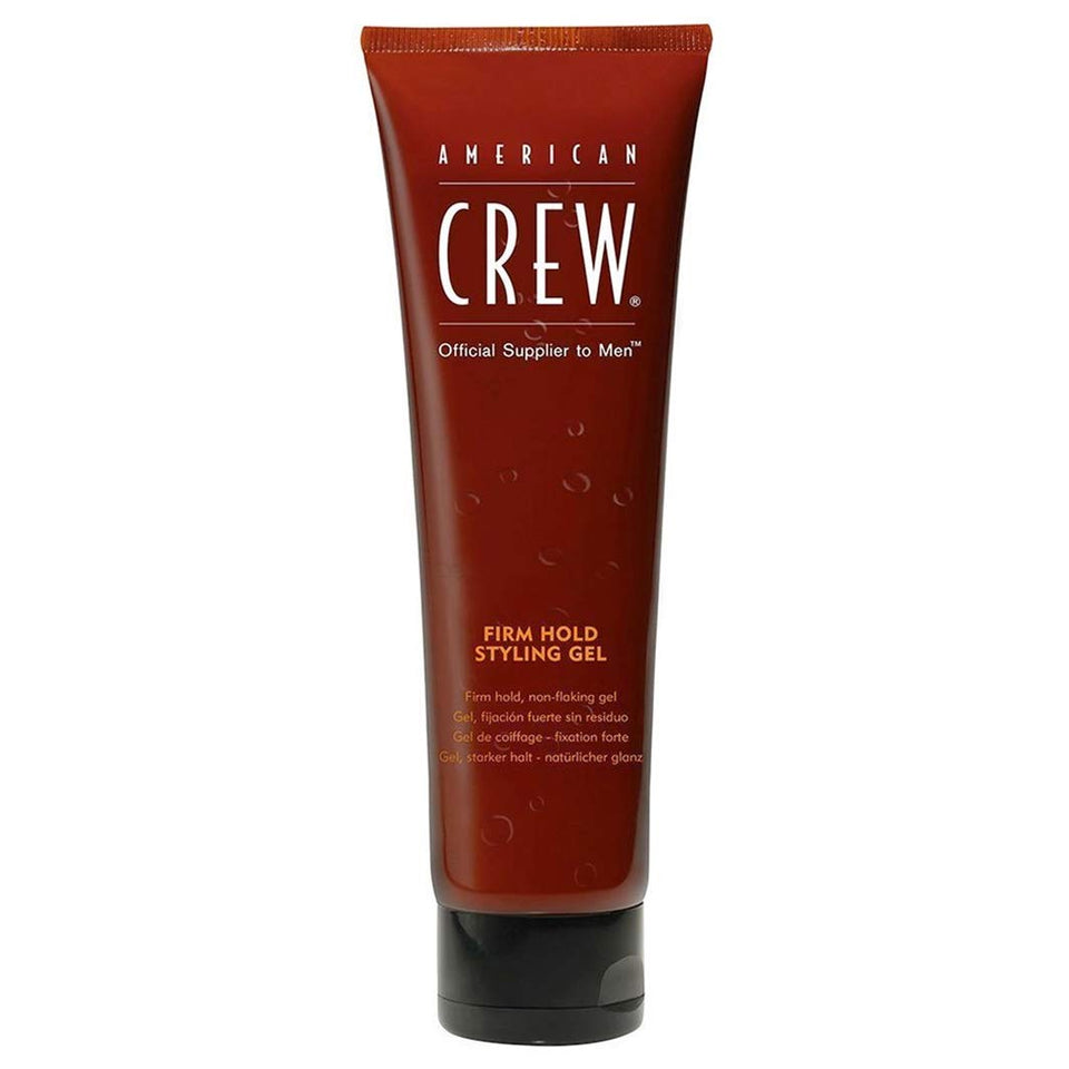 American Crew firm hold gel front packaging shows strong hold and clear label