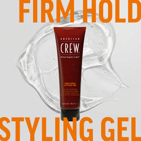 American Crew gel on bathroom shelf in lifestyle scene for daily grooming routine