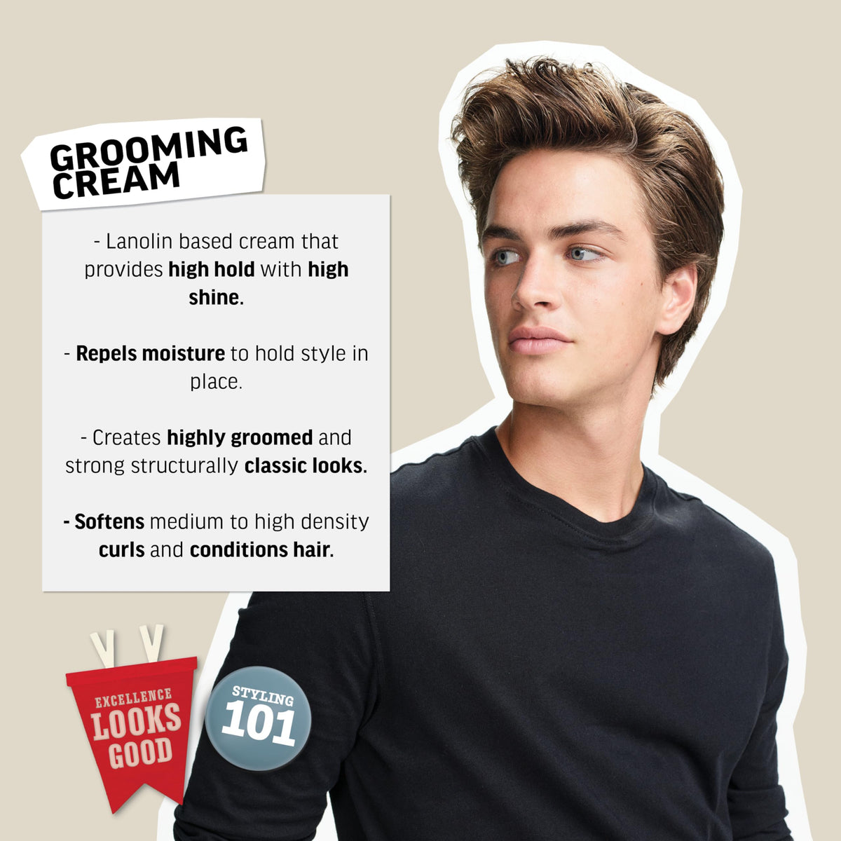 American Crew grooming cream on hand demonstrating control and smooth spread