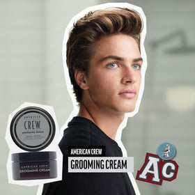 American Crew grooming cream open tub close-up texture for easy application