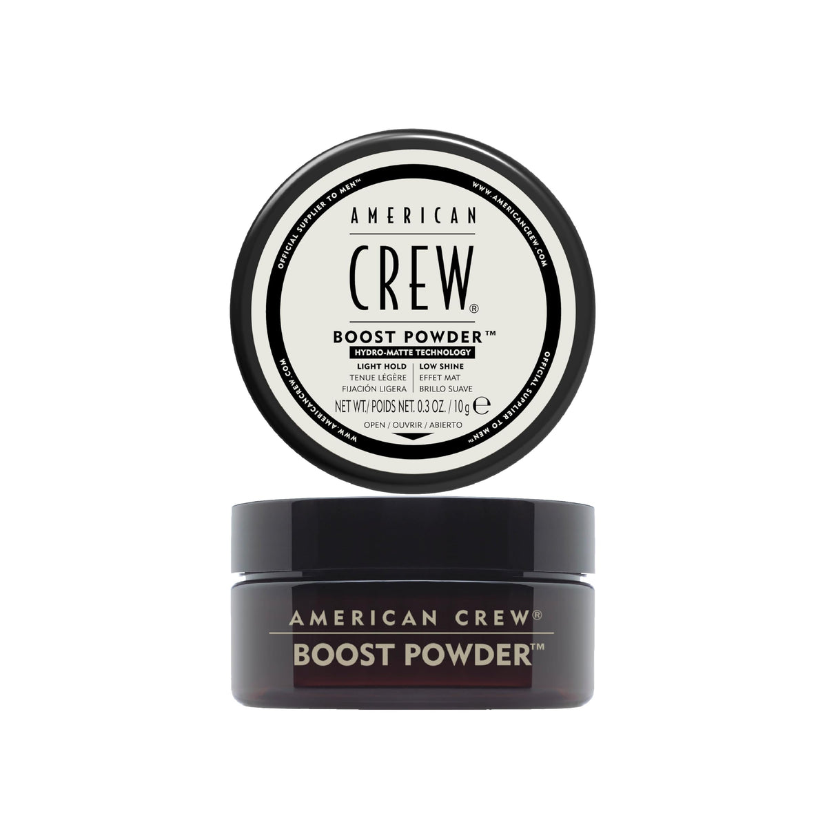 American Crew jar front view showing label and compact travel-friendly packaging