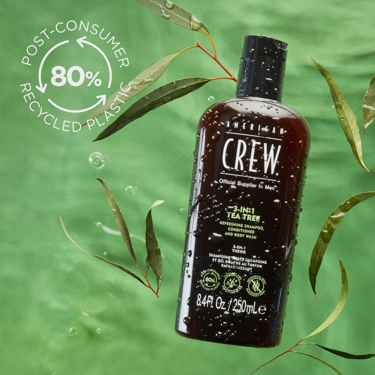 American Crew in-shower use with man applying product for hair and body benefit