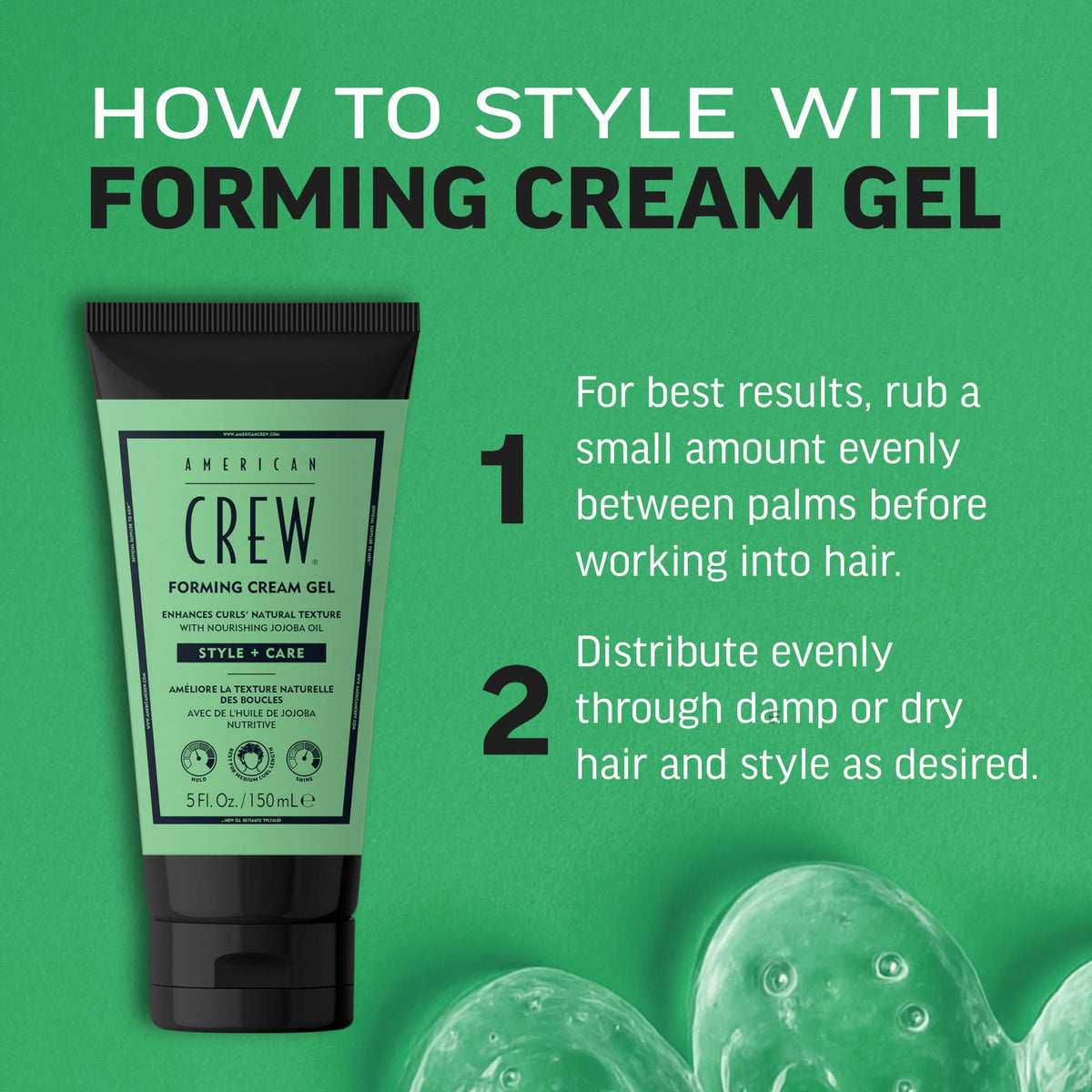 AMERICAN CREW ingredient label with jojoba oil emphasizing hydration benefit