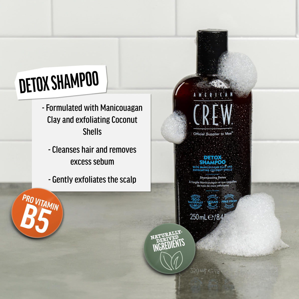 american crew label closeup showing ingredients and clarity benefit